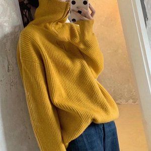 Women Knitted Sweater Half Zip Pullover Size S